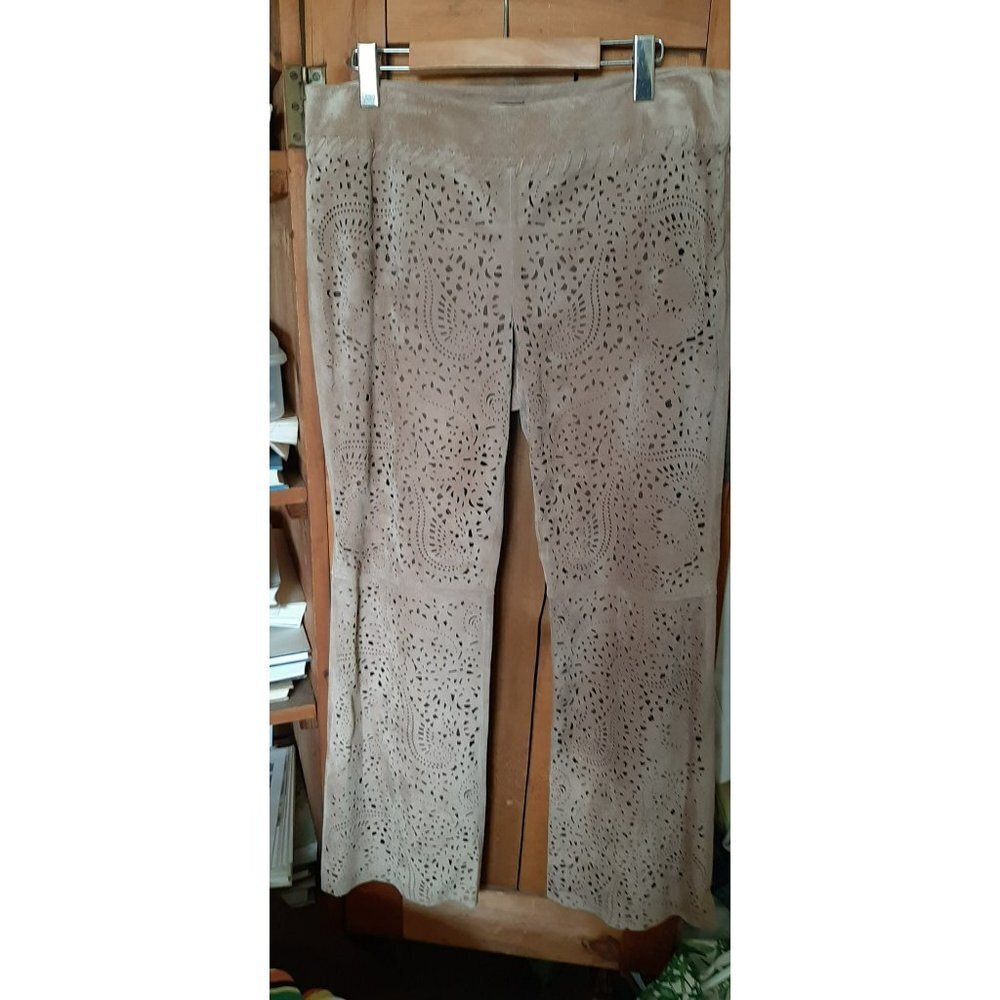 Suede Cutwork wideleg pants